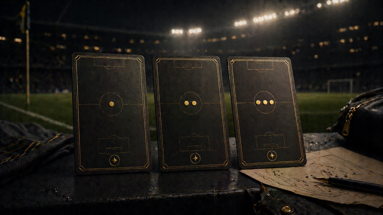 Three anonymous Daily Trio target cards under stadium lights.